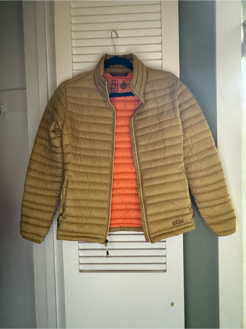 Stio Women's Pinion Down Sweater Jacket - Tan / Orange - Size XS